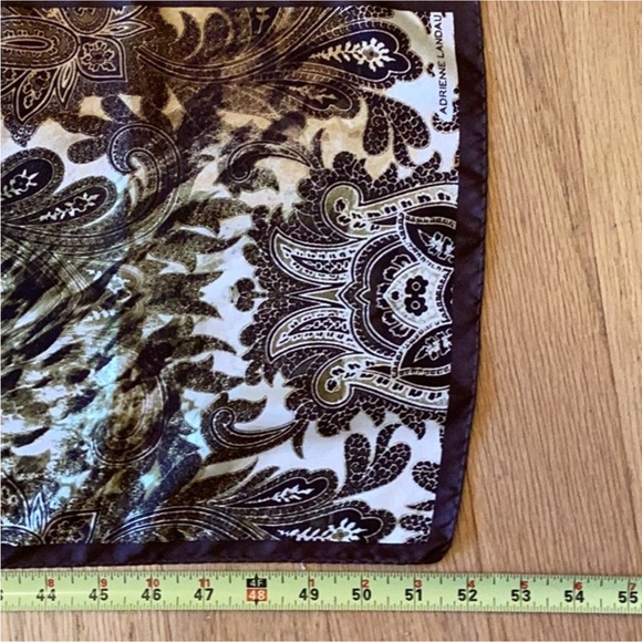 Adrienne Landau mixed media( snakeskin and fauna) print in greens and browns sil - Picture 2 of 3